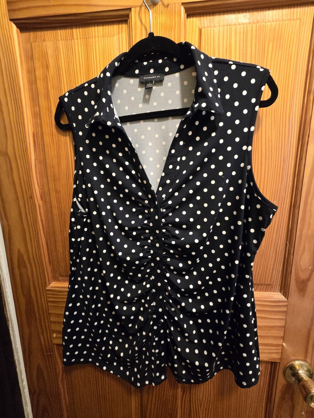 NWOT Navy & White Polka Dot Collared Tank Top